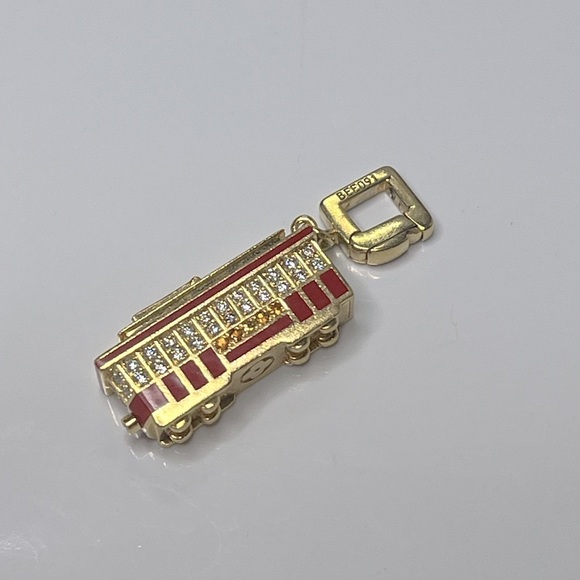 Louis Vuitton Jewelry - LOUIS VUITTON CABLE CAR 18KT GOLD & DIAMOND & SAPPHIRE CHARM PENDANT